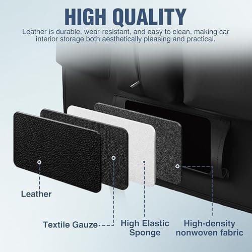 Nilight Car Seatback Organizer 2PCS Black PU Leather Universal | Foldable Tray Tablet Holder Tissue Box Removable Bucket Waterproof Storage Bag for Cars Vans SUVs MPVs Pickup Trucks thumbnail 3