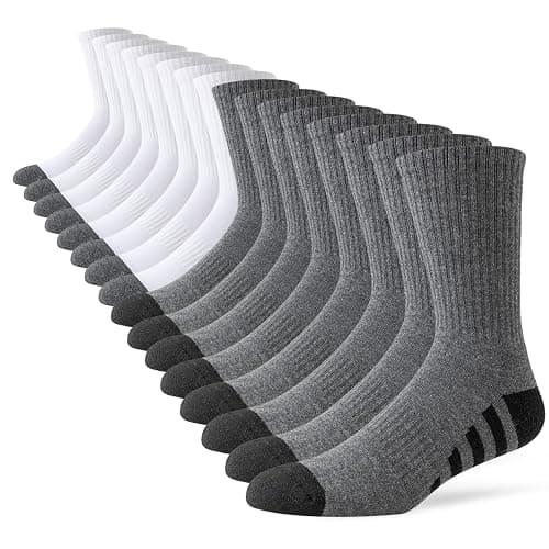 JOYNÉE 8 Pairs Mens Crew Work Cushion Socks Long Athletic Running Socks Workout Breathable Socks - Image 1