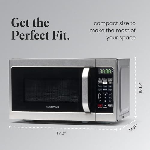 Farberware 0.7 Cu. Ft. Countertop Microwave Oven – 700 Watts Power, Auto Cook Settings, Defrost, Easy Clean and Child Safety Lock - Stainless thumbnail 3
