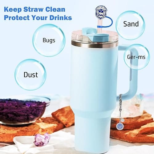 LUHOHI 8PCS ZPB Sorority Accessories for Stanley Cup, 6pcs Silicone Straw Cover Toppers Royal-Blue 10mm With 2PCS Cup Charms for Yeti Tumblers Water Bottle 30&40 Oz Keychain Cute ZPB Theme Gifts thumbnail 3