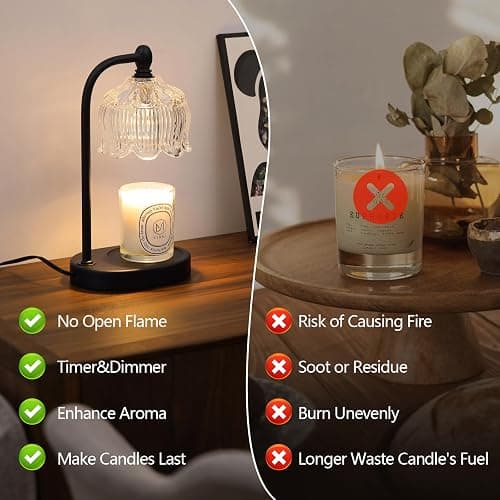 MEIXISUE Black Candle Warmer Lamp with Timer and Dimmer,Flameless Wax Melt Warmer for Jar Candles with 2 Bulbs,House Warming Gifts,Mother's Day/Birthday/Christmas Gifts for Mom/Wife,Home Decor thumbnail 2