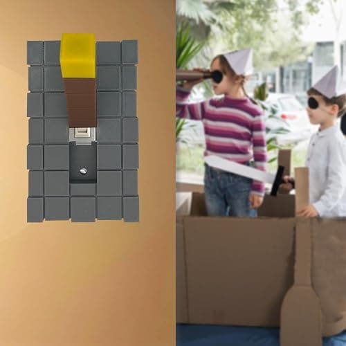 Game Room Light Switch Cover, 1 Toggles Blocks Light Switch Cover, My World Room Decor, 1 Gangs Standard Size for Fans Kids Bedroom Decoration, Yellow stick level thumbnail 6