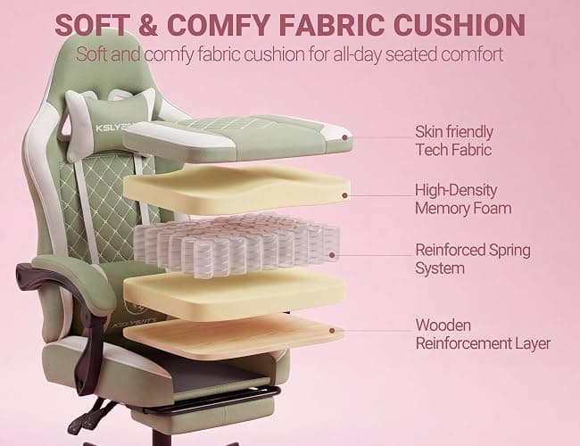 Mistpeople Gaming Chair, Ergonomic High Back Computer Chair with Footrest, Lumbar Support & Pocket Spring Cushion, Comfortable Swivel Home Office Desk Chair for Adults thumbnail 7