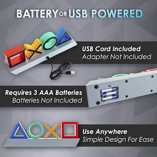Paladone Playstation Heritage Icons Light, Desktop Game Room Lighting Accessories, 3 Dynamic Light Modes, Powered by USB or Batteries thumbnail 4