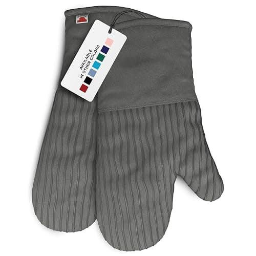 Big Red House - Silicone Oven Mitts - Gray Set of 2-12.5" - Heat Resistant to 536 F / 280 C Kitchen Gloves - Professional Grade Protection Hot Cooking Baking - Image 1
