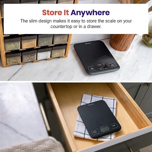 Etekcity Food Kitchen Scale, Digital Mechanical Weighing Scale,Grams and Ounces for Weight Loss, Baking, Cooking, Keto and Meal Prep,Packages, Liquids, Jewelry, LCD Display, Medium, Black thumbnail 6