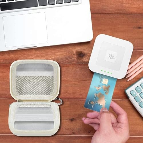 Chip Card Reader Scanner Case, Hard Carrying Bag Holder Fits Square A-SKU-0485 Contactless and Chip Reader with USB Charge Cable for EMV Chip Cards/Apple Pay/Android Pay/More - White by COMECASE thumbnail 6