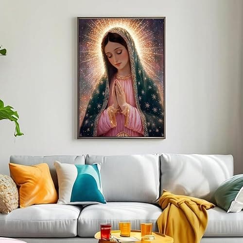 ckdiluy Virgin Mary Diamond Art Kits for Adults Beginners, 5D DIY Religion Diamond Painting Kits, Full Round Drill Diamonds Dots Gem Art Crystal, Home Wall Decor 12X16 Inch thumbnail 5