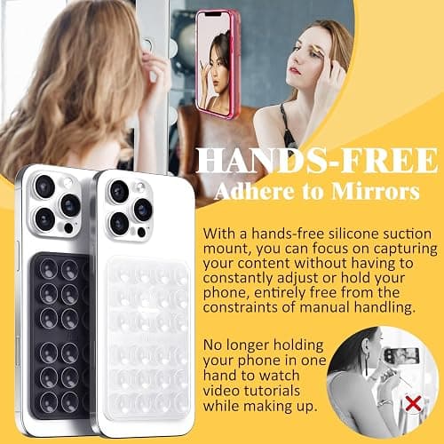 Anteel 2 Pack Silicone Suction Phone Case Adhesive Mount, Upgraded Thickened and Enhanced Suction Power Sticky Phone Grip, Hands-Free Sticky Phone Holder, 2.28"x3.46" (LPK&TP) thumbnail 5