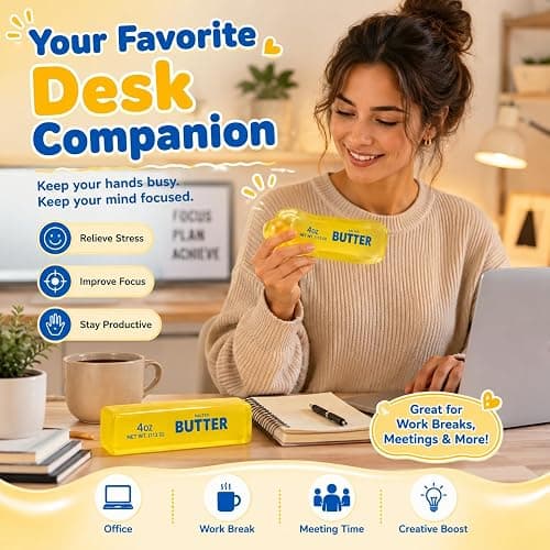 Butter Squishy, Squeeze Soft Butter Luck Squishy Skin Slow Rising Sensory Stress & Anxiety Relief Fidget for Adults Gift Novelty Anxiety Calming Desk Party Favors thumbnail 4
