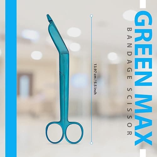 Green Max Lister Bandage Scissors-Safety Bandage & Trauma Shears-Stainless Steel Professional Scissors for First Aid Utility-Medical Care & Home Nursing-Size 5.5" (Blue, 5.5) thumbnail 3