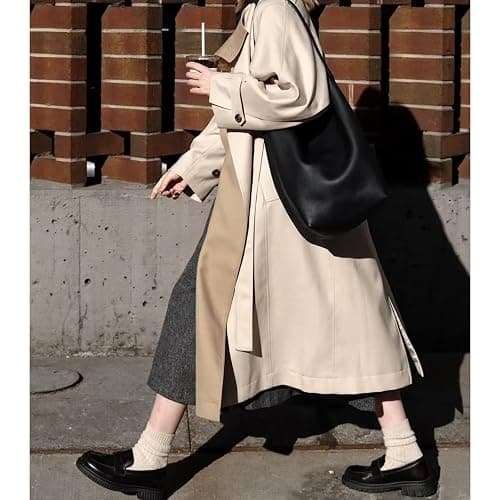 Genuine Leather Bucket Bag with Credit Card Holder Wallet, First Layer Pebble-grained Calfskin Tote Bag thumbnail 2