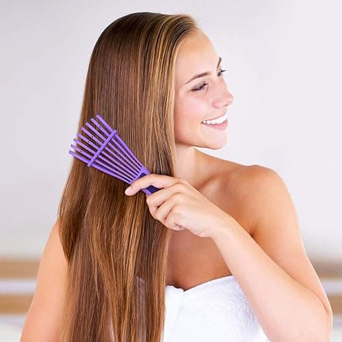 Hair Brush,Detangle Hair Brush, Detangler Brush for Women Men Adults Kids Afro American Type 3a-4c, Detangling Nylon Bristle Brush for Kinky Curly Coily Wavy Wet and Dry Hair,Purple thumbnail 6