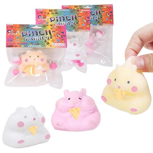 3pcs Squishy Hamster Squeeze Toys,3 inch Cute Soft Hamster Squishy Toys,Stress Relief Squishies for Kids Party Favors, Pinch Family, Fidget Toys Suitable Adults Kids Big - Image 1
