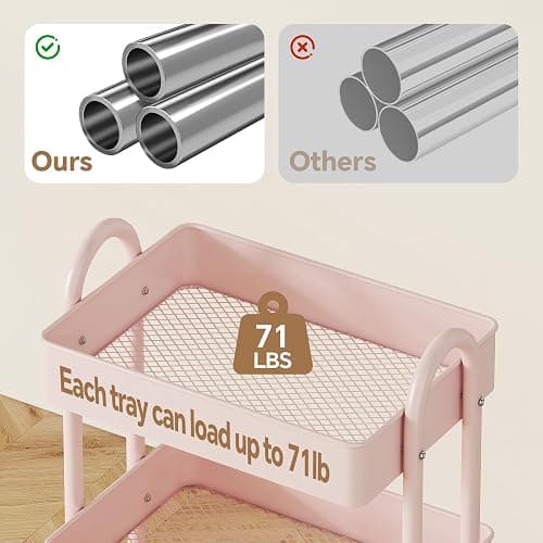 MIOCASA 3-Tier Metal Utility Rolling Cart, Heavy Duty Multifunction Cart with Lockable Casters, Easy to Assemble, Suitable for Office, Bathroom, Kitchen, Garden thumbnail 8