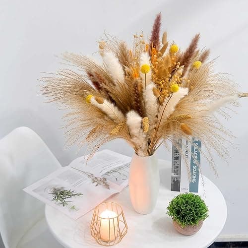 Trockenblumenstrauß, Deko Blumenstrauß für Hochzeit, Zuhause, Esszimmertisch, Partydekor, Pampasgras Deko, Trockenblumenarrangement, Natürliche Trockenblumen, Lange Haltbarkeit - Typ A thumbnail 2