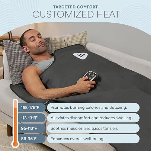 LifePro RejuvaWrap Infrared Sauna Blanket — Portable Sauna Bag with 9 Temp Levels Low EMF Far Infrared Heating — At Home Full Body Rejuvenation & Relaxation thumbnail 6