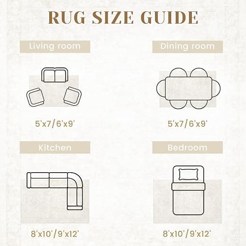 losbulake Bedroom Rug Washable Large Area Rugs Foldable Low Pile Print Non Slip Boho Patterned Rugs for Bedroom Living Room Dining Home Office (Floral Beige, 5'x7') thumbnail 7
