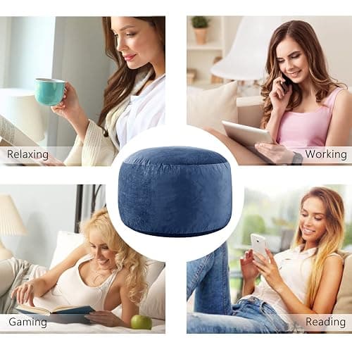 SHOUREN 4 Ft Bean Bag Chair,Bean Bag Chairs for Living Room,4 Foot,Navy | Bean Bag Chairs for Adults,Memory Foam Filling,Beanbag with Filler Included,Soft Velvet Cover,Pocket & Pull-Handle thumbnail 3