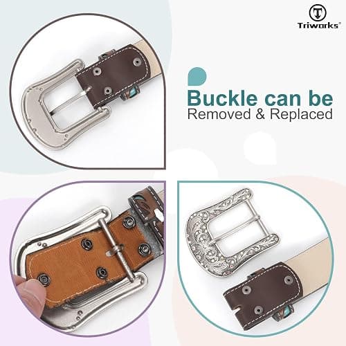 TRIWORKS Western Belts for Women Cowgirl,Cowboy Bling Country Turquoise Belts for Jeans Pants Dresses thumbnail 5