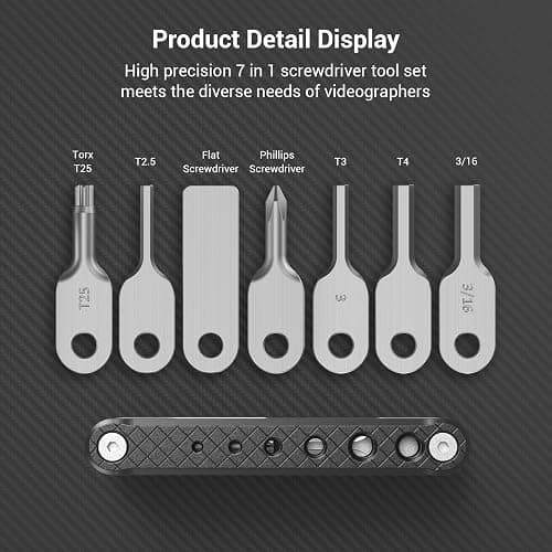 SMALLRIG Ensemble d'Outils Pliants avec Tournevis et Clés Hexagonales, Sept Outils Fonctionnels Inclus, Noir - 4681 thumbnail 4
