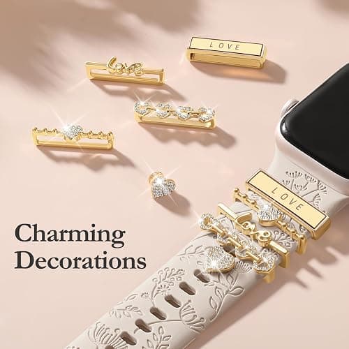 DGege 5pcs Charm Bands Compatible with Apple Watch Bands for Women 40mm 38mm 41mm 44mm 42mm 45mm 46mm 49mm,Soft Silicone Decorative Ring Loops Strap for iWatch Series 11/10 9 8 7 6 5 4 3 2 1 SE/Ulta thumbnail 3