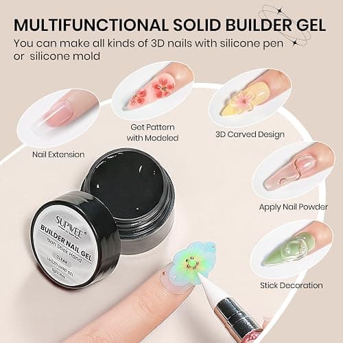 3d Gel Nail Art Sculpture Gel for Nail Art, Clear Black Non Stick Hand Hard | Hard Gel for Nails Home Manicure, Nail Salon, Nail Charms, Solid, Extension, Carving, Molding Gels 5g/0.18Oz thumbnail 2