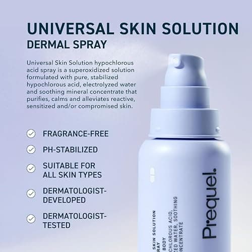 Prequel Skin Universal Skin Solution Hypochlorous Acid Spray for Face and Body. Fine Mist HOCL Facial Cleanser and Dermal Spray with Minerals & Electrolyzed Water - pH-Stabilized Care. 4oz thumbnail 3