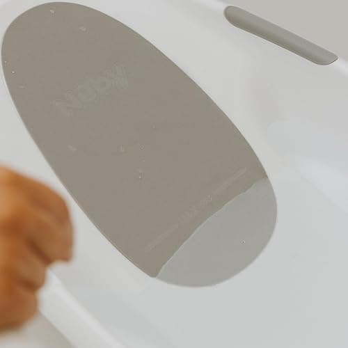 Nuby Newborn Baby Bath with Anti-Slip Support | Soft Headrest | Plug | Suitable from Newborn (White) thumbnail 3