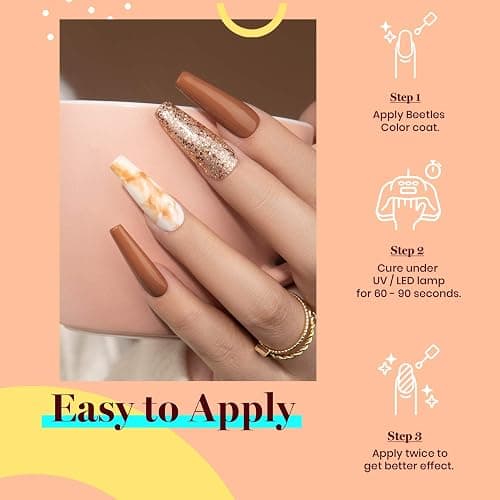 Beetles Brown Gel Nail Polish, 1Pcs 15ml Brown Winter Color Gel Polish Soak Off Nail Art Manicure Salon DIY Uv Lamp Nail Design Decoration at Home thumbnail 5