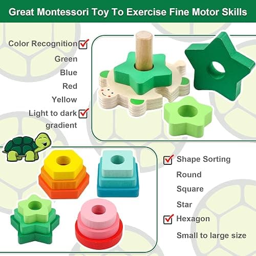 WOOD CITY Stacking Toys for Toddlers 1-3, Montessori Shape Sorter Baby Toys 12-18 Months, Wooden Block Educational Puzzle Toys for Boys Girls 1 2 3 4 Year Old Preschool Learning Gifts thumbnail 6