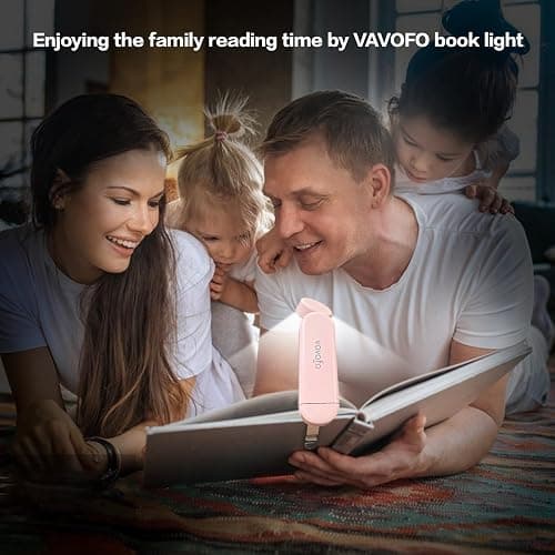 VAVOFO USB Rechargeable Book Light, Blue Lighting Blocking, Amber Light Clip On Bookmark Shaped 6 LEDs Reading Light, Eye Care for Bookworms Reading in Bed with 9 Lighting Modes (Light Pink) thumbnail 3