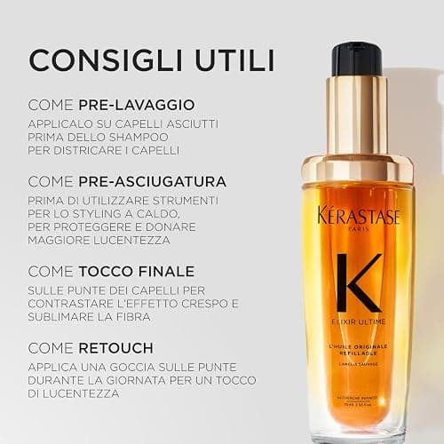 Kérastase, Olio Per Capelli Secchi e Spenti, Anti-crespo, Termoprotettore, Con Olio di Argan, Marula e Camelia, L'Huile Originale Elixir Ultime, 75 ml thumbnail 9