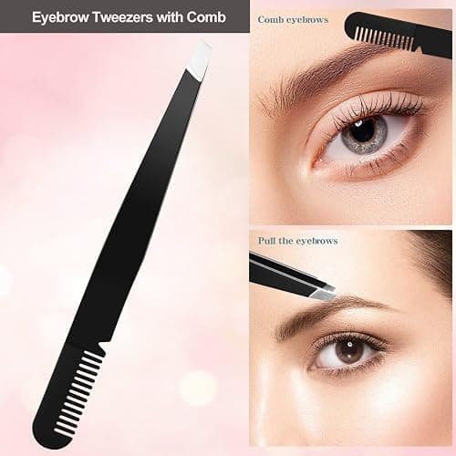 Eyebrow Razor, KAJUDA Eyebrow Kit, 5 in 1 Eyebrow Trimmer, Eyebrow Grooming Set for Women and Men, Including Comb Tweezers, Scissors, Brow Razors, Brush for Eyebrow Eyelash Extensions thumbnail 5