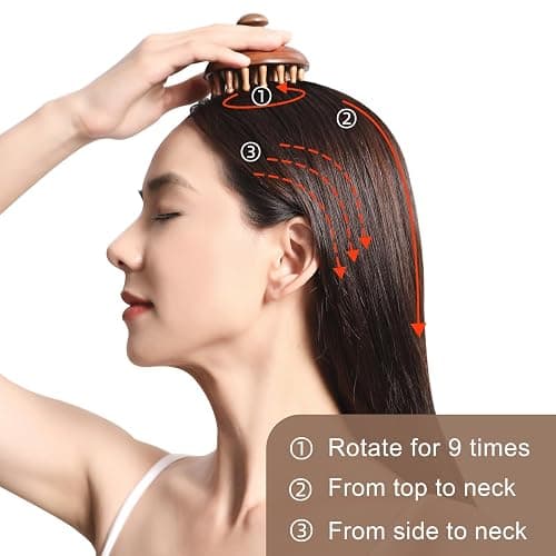 Olaemuo Wooden Scalp Massager for Hair Growth｜Full Body Massage Tool | Curved Design | Natrual Scalp Brush｜Gua Sha｜Head Massager with Travel Pouch thumbnail 4