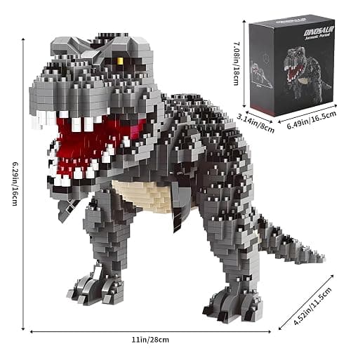 CSNRHG Dinosaur Tyrannosaurus Rex Model Decor Micro Mini Blocks Velociraptor Building Blocks Toy Birthday for Age 6+ Children Adults Teens 1530 Pieces thumbnail 3
