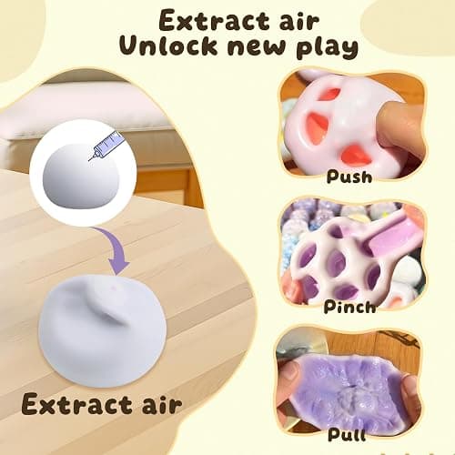 4 PCS Fidget Squishy Toys, Portable Squeeze Vacuum Stress Shapeable Ball Toys, Sensory Focus Toys for Gril Boys Kids Adults Festival Gift Classroom Prize Supplies Goodie Bag Stuffers (Rainbow) thumbnail 7