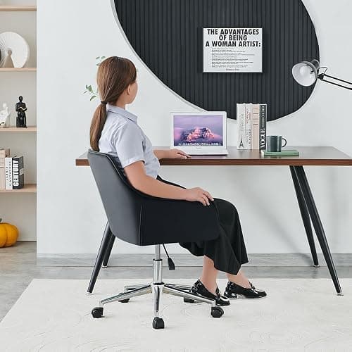 JaHECOME Bürostuhl aus Samt, höhenverstellbarer Konferenzstuhl, Drehbarer Computerstuhl mit Armlehne und Schaumstoffpolsterung für Home Office, Büro(1, Schwarz) thumbnail 8
