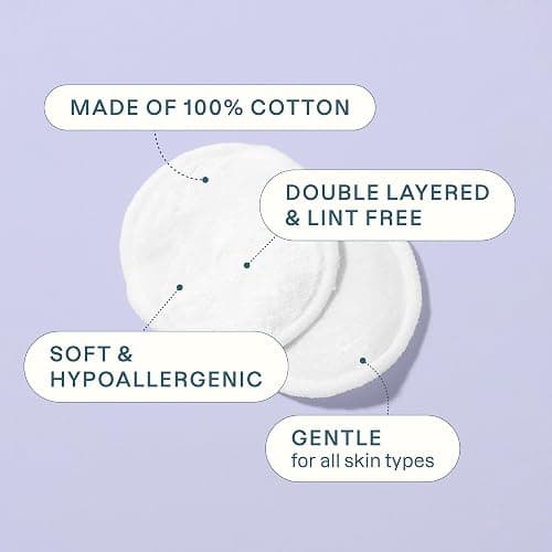 Cliganic Premium Cotton Rounds for Face (300 Count) - Makeup Remover Pads, Hypoallergenic, Lint-Free | 100% Pure Cotton thumbnail 2