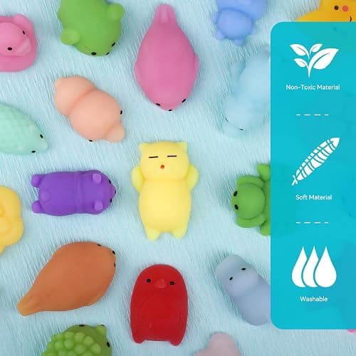 ASONA 100 Pcs Mochi Squeeze Animal Toys (Random) Kawaii Squeeeze Toy Set for Kids, Mini Soft Stress Relief Toys for Gifts Birthday Party Favors, Classroom Prize, Pinata Loot Goodie Bag Fillers thumbnail 3