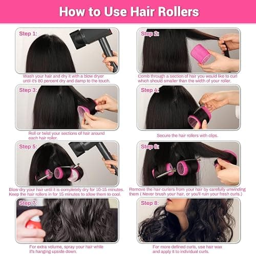 56 Pcs Hair Roller Set for Blowout Look, Long Medium Short Hair Volume; 30Pcs Rollers, 5 Sizes, 24 Pcs Clips, Storage Bag thumbnail 5