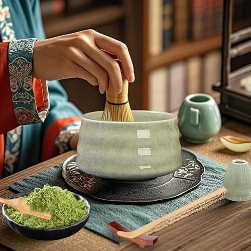 Matcha Whisk Set, 7 Pcs Premium Matcha Kit for Ceremony - Ceramic Matcha Bowl and Whisk Holder, Bamboo Whisk, Sifter, Scoop, Spoon, Rest, for Making Breakfast/Matcha Latte, Gift for Matcha Lover thumbnail 2