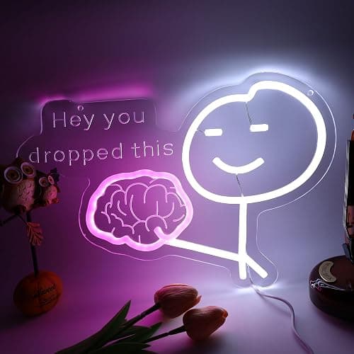 LED Brain Neon Sign Funny You Drop This Neon Light Funny Neon Signs for Man Room Decor office Decor Birthday Gifts 15.7 * 10.3 In - Image 1