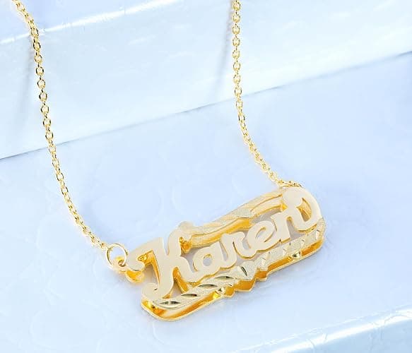 JAY AIMEE Elegant Designs 14K Gold Sterling Silver Personalized Script Nameplate Necklace - Single Nameplate Necklace - Customizable Handcrafted Jewelry for Women, Customized Name Word Necklace thumbnail 4
