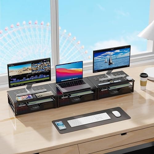 gianotter Computer Monitor Stand Riser, Desk Organizers and Accessories with Drawer, Office Desk Accessories & Workspace Desktop Organizers Storage for Printer Stand (Black) thumbnail 6