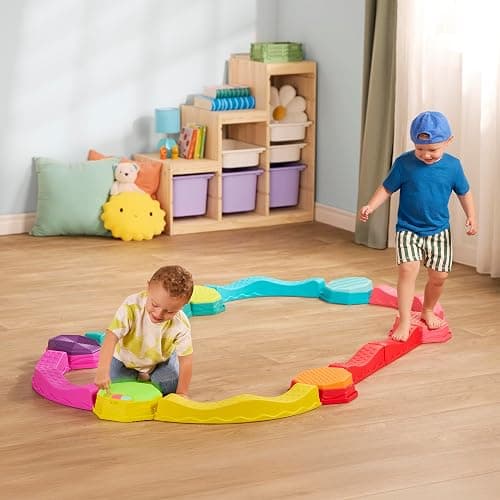 B. toys – Balance Beam for Kids – Musical Games & Activities – 5 Sensory Stones, 8 Wavy Beams & 1 Musical Pod – Indoor & Outdoor Active Play – 3 Years + – Balance & Groove Set thumbnail 2