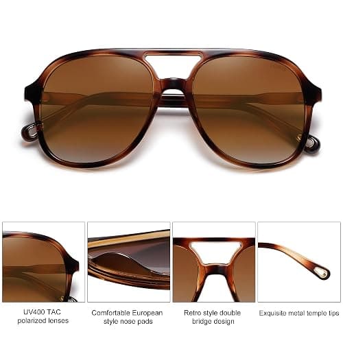 SOJOS Retro Polarized Aviator Sunglasses Womens Mens Classic 70s 80s Vintage Trendy Square Aviators SJ2174 thumbnail 4