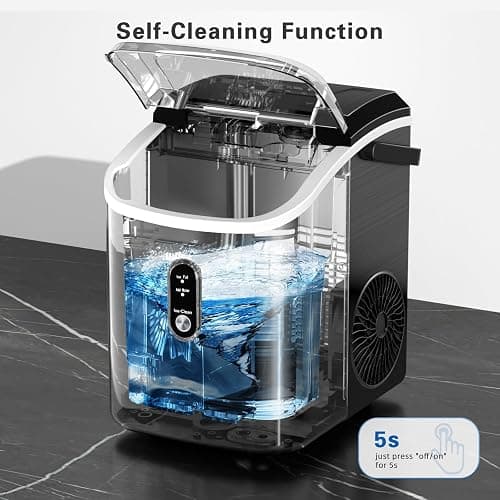Nugget Ice Makers Countertop with Soft Chewable Pellet Ice, Pebble Ice Maker Machine with Self-Cleaning, 35Lbs/24Hrs, One-Click Operation, Ice Basket/Ice Scoop for Home/Office/Bar/Party, Black - Black(Nugget ice) - Ice Makers Countertop thumbnail 5