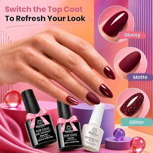beetles Gel Polish Set Vivid Seasons - Summer Gel Nail Polish Set 36 Colors Pink Yellow Green Purple Jelly Shades 45pcs with Base & Top Coat UV LED Soak Off DIY Salon Gift for Women | 45 Pcs Gel Polish Kit with Pink Yellow Green Purple Shades, 4pcs Base Top Coats for Diy Uv Led Manicures thumbnail 3