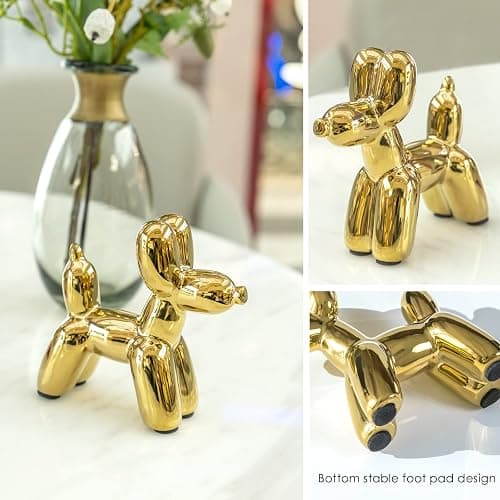 Notakia Cute Ceramics Balloon Dog Statue Crafts Living Room Desktop Decorations,Handmade Modern Small Ceramic Animal Statue Ornament Home Decor Accents thumbnail 6